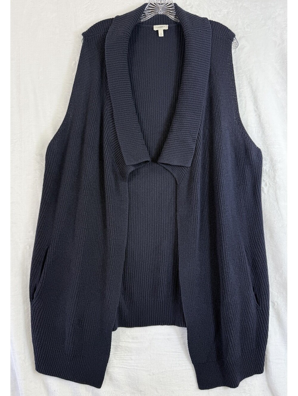 Talbots Cardigan Sweater 2X Navy Blue Sleeveless Navy Blue Womens Plus Size